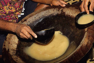 Kavahana Kava Culture Person Using Ladle to Serve Kava from a Traditional Bowl Kavahana