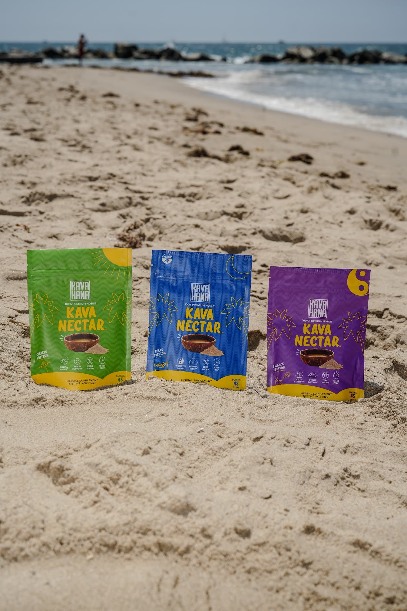 Three Types of Kava Nectar Sitting on the Beach   Kavahana