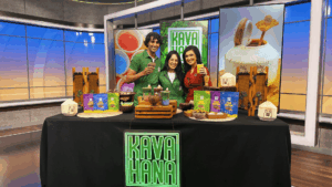 Kavahana featured on kcal news cbs los angeles min >thisisjustarandomplaceholder<kavahana a Photo of Kavahana Founders Standing Beside a Kcal News Los Angeles Anchor on Set Holding Kava Nectar Drinks the Table is Filled with Coconut Shells Colorful Kava Nectar Bags and Handcrafted Drinks the Kavahana Logo is Displayed Behind Them Along with Kcal News and Cbs News Los Angeles Branding Kavahana