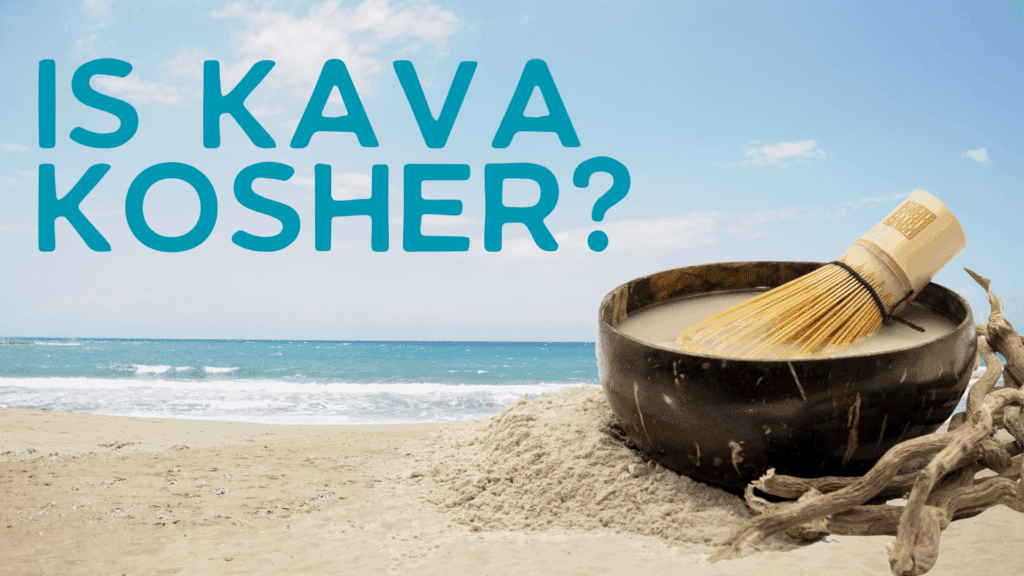 is Kava Kosher Understanding Kavas Purity and Origins >thisisjustarandomplaceholder<kavahana a Coconut Bowl Filled with Kava and a Bamboo Whisk Resting Inside Set on a Sandy Beach with Turquoise Ocean Waves in the Background Large Teal Text Reads is Kava Kosher Kavahana